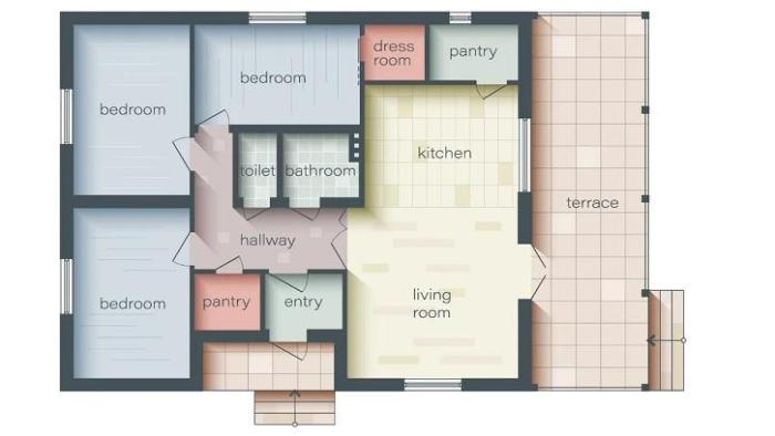 Desain rumah type 36 dengan 1 kamar