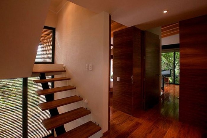 Modern minimalist wooden house model advertisement interior