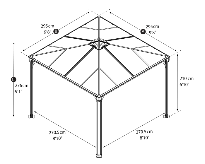 Gazebo size sizes choose square available preference suits base without space style garden