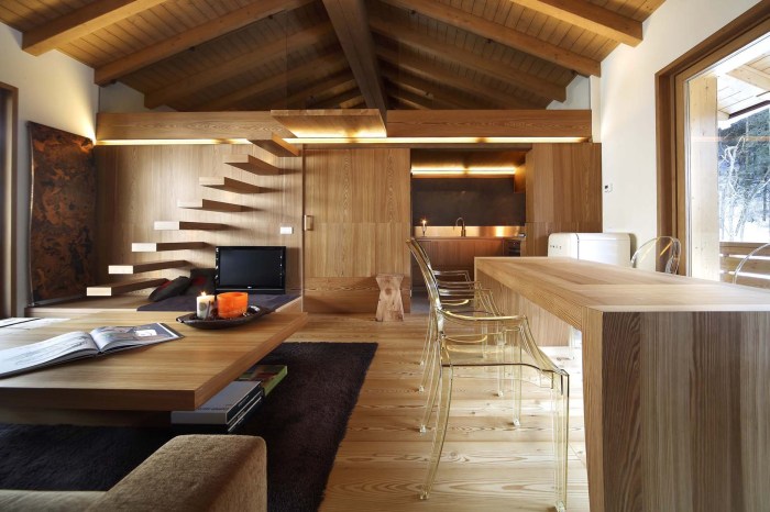 Wooden modern minimalist house interior model contemporary wood houses room