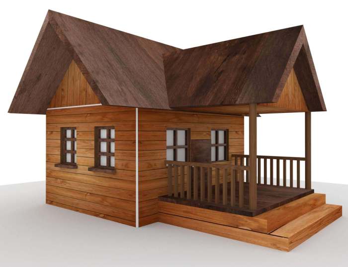 Wooden simple house log background white village model isolated alamy